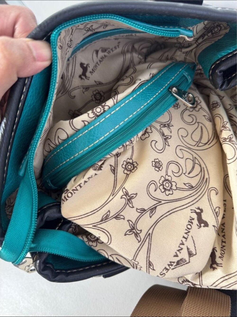 Montana West Western Handbag & Wallet Set Turquoise Black Studded Boho Rustic - Picture 14 of 16